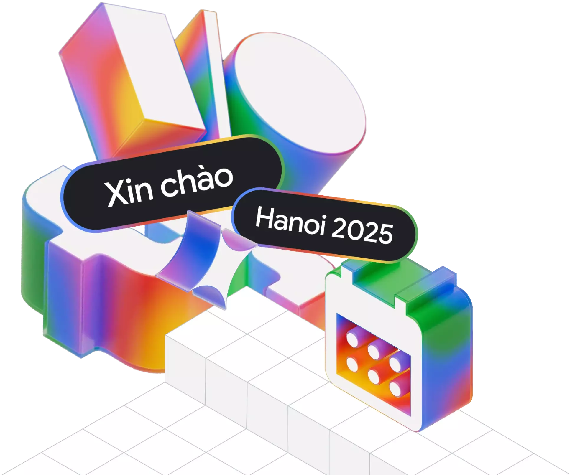 The stage main element, with text Xin Chao Hanoi
